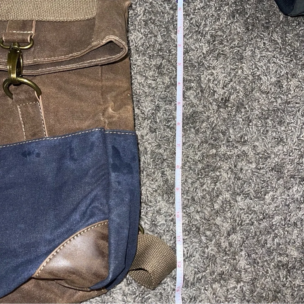 Sun Sand Cargoit Lennox Flap Fold Over Canvas Leather Backpack Buckle Rucksack